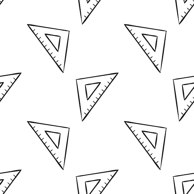 Triangle ruler hand drawn sketch. seamless pattern.