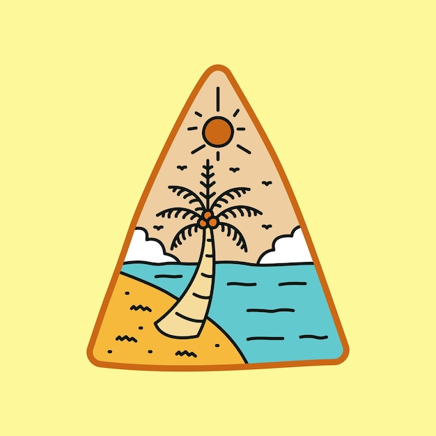 Дизайн треугольной формы из кокосовой пальмы, летний пляжный дизайн для наклейки, футболки, значка и т. д.