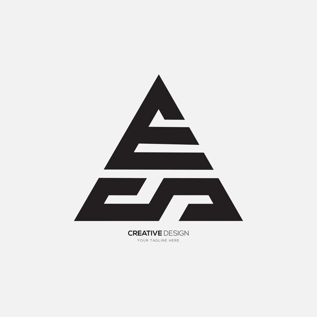 Triangle shape modern letter E S or S E unique elegant monogram logo