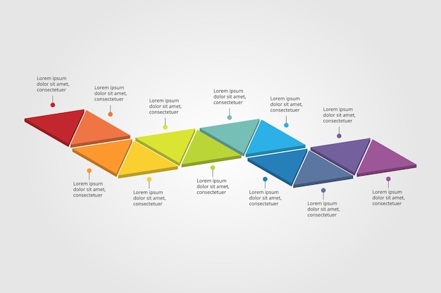 triangle step template for infographic for presentation for 12 element