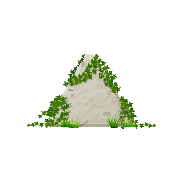 ツタのジャングルの葉を持つ三角形の石の看板