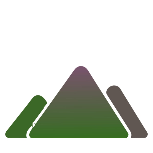 a triangle that has a green and purple logo on it