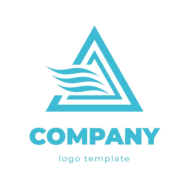 A triangle and three wavy lines a symbol of clean air climate ecology Logo template