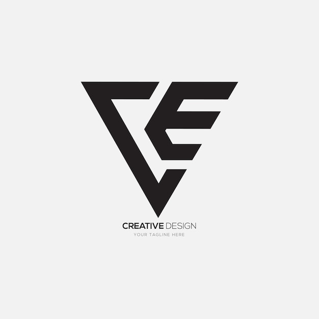 Triangle unique shape letter CE or VC modern monogram sports gaming logo