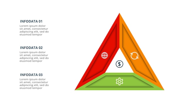 Треугольник с 3 элементами инфографического шаблона для векторной иллюстрации веб-бизнес-презентаций визуализация бизнес-данных