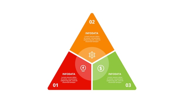 Triangolo con 3 elementi modello infografico per presentazioni web aziendali illustrazione vettoriale visualizzazione dei dati aziendali