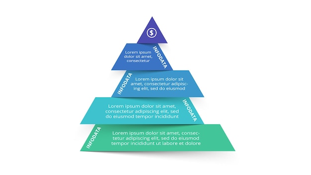 Треугольник с 4 элементами инфографического шаблона для векторной иллюстрации веб-бизнес-презентаций визуализация бизнес-данных