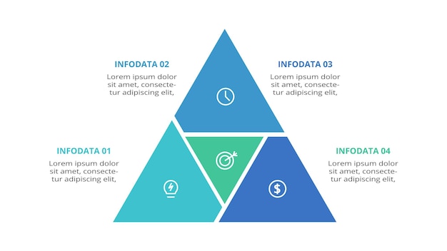 Triangle with 4 elements infographic template for web business presentations vector illustration business data visualization