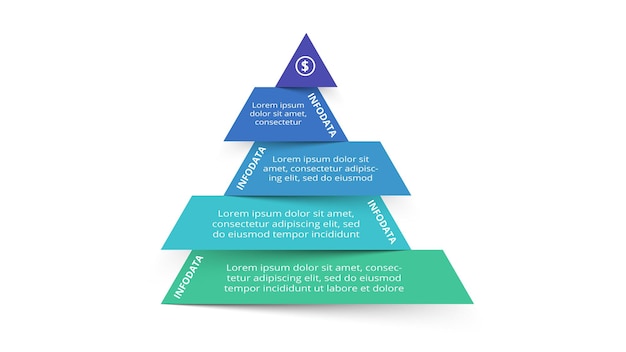 Triangolo con 4 elementi modello infografico per presentazioni web aziendali illustrazione vettoriale visualizzazione dei dati aziendali