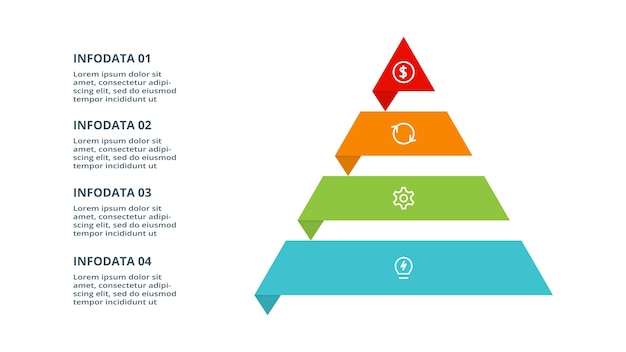 Треугольник с 4 элементами инфографического шаблона для векторной иллюстрации веб-бизнес-презентаций Визуализация бизнес-данных