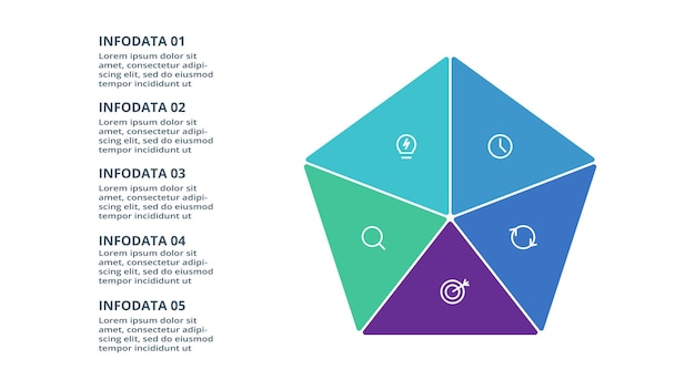 Vettore triangolo con 5 elementi modello infografico per presentazioni web aziendali illustrazione vettoriale visualizzazione dei dati aziendali