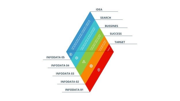 Треугольник с 5 элементами инфографического шаблона для векторной иллюстрации веб-бизнес-презентаций Визуализация бизнес-данных