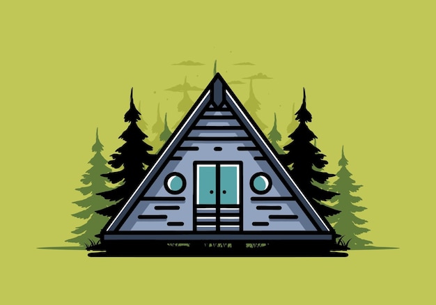 Vector triangle wood cabin illustration design