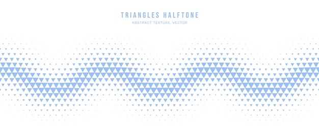 Triangles Halftone Pattern Abstract Vector Isolate Waveform Seamless Blue Border