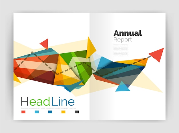 Triangles and lines annual report flyer brochure template