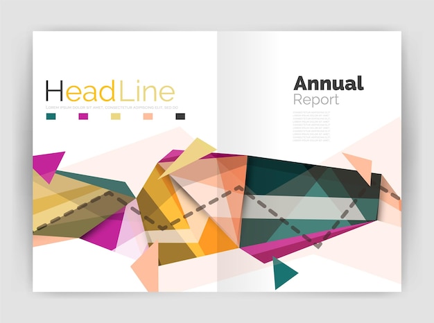 Triangles and lines annual report flyer brochure template