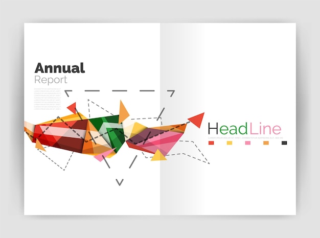 Vector triangles and lines annual report flyer brochure template