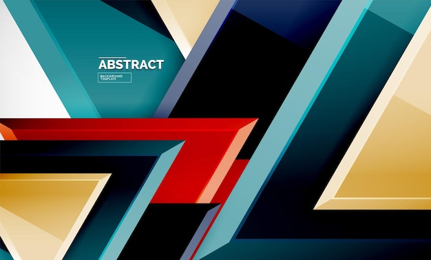 Triangles repetiton geometric abstract background multicolored glossy triangular shapes hitech poster cover design or web presentation template with copy space