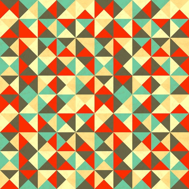 Triangles in retro colours, abstract seamless pattern