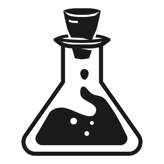 삼각 플라스크 아이콘 흰색 배경에 고립 된 웹 디자인을위한 삼각 플라스크 벡터 아이콘의 간단한 그림