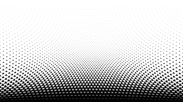 Triangular halftone background. Geometrical black and white card.