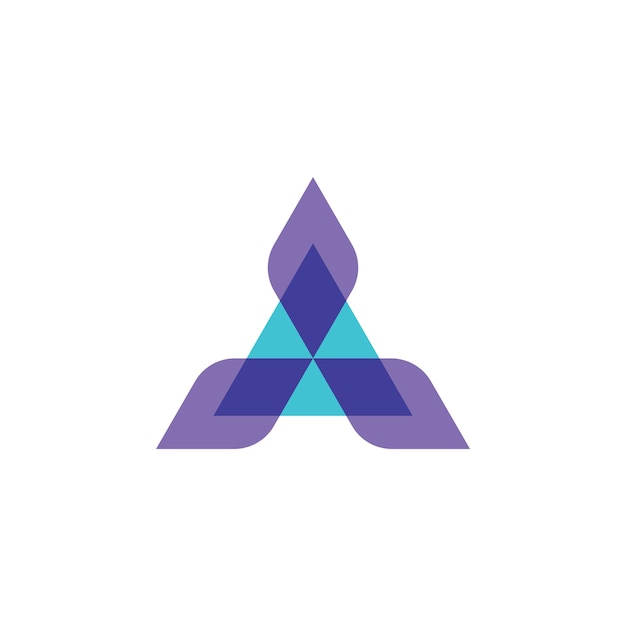 오버레이 배색 방식이 결합된 삼각형 로고