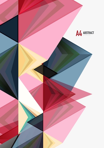 Triangular low poly vector a4 size geometric abstract template multicolored triangles on light background futuristic techno or business design