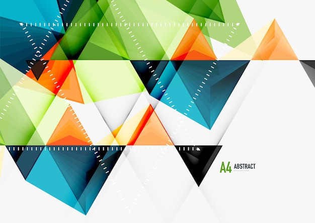 Triangular low poly vector a4 size geometric abstract template multicolored triangles on light background futuristic techno or business design