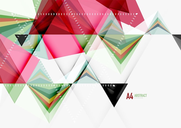 Triangular low poly vector a4 size geometric abstract template Multicolored triangles on light background futuristic techno or business design