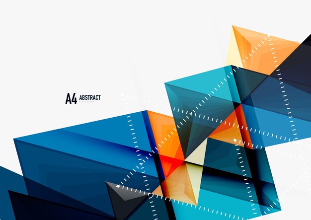 三角形の低ポリ ベクトル a4 サイズの幾何学的な抽象テンプレート明るい背景に色とりどりの三角形未来的なテクノやビジネス デザイン