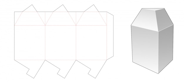 Triangular packaging box die cut template