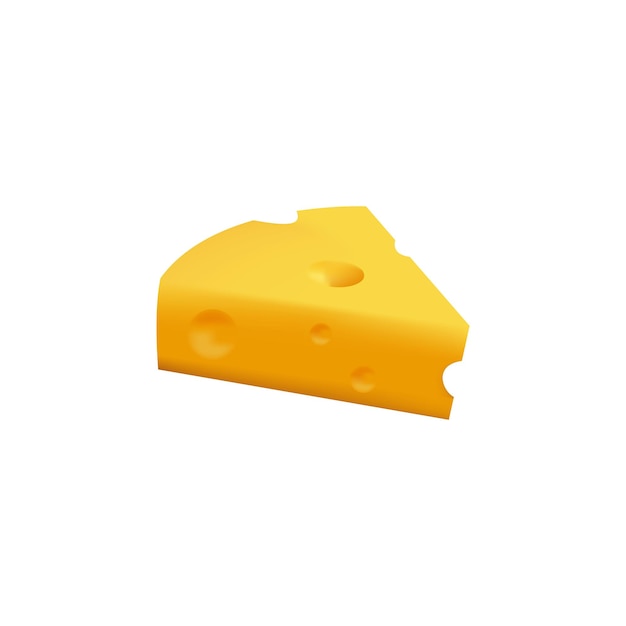 三角形のチーズ乳製品 3 d チーズ アイコン白い背景で隔離の現実的なベクトル イラスト
