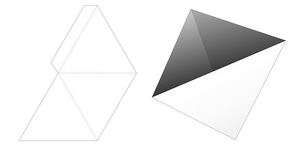 Triangular pylon snack container die cut template