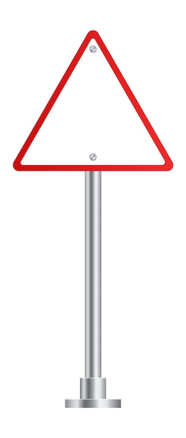 Vector triangular road sign. blank red triangle warning symbol. vector illustration