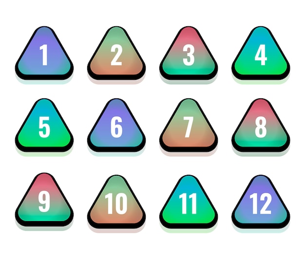 Triangular-shaped bullet point numbers set