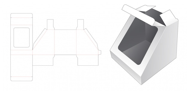 창 다이 컷 템플릿 삼각형 모양의 장난감 상자