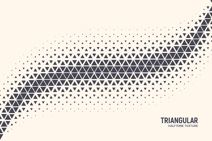 Vector triangular shapes vector abstract geometric technology oscillation wave isolated on light background. halftone triangles retro simple pattern. minimal 80s style dynamic tech wallpaper
