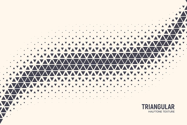 三角形の形状ベクトル抽象的な幾何学的技術光の背景に分離された振動波。ハーフトーントライアングルレトロシンプルパターン。最小限の80年代スタイルのダイナミックな技術の壁紙