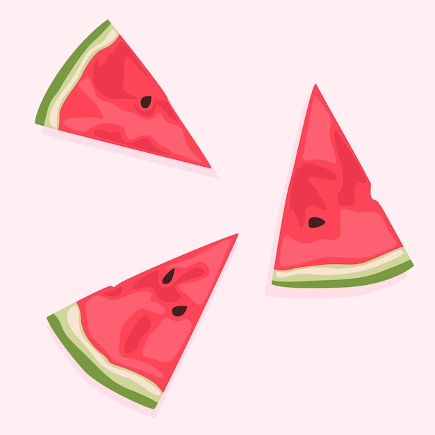 Triangular slices of juicy watermelon summer sweet fruits food icons