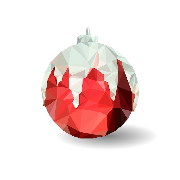 Vector triangulation of the ball is christmas ornaments polygonal illustration