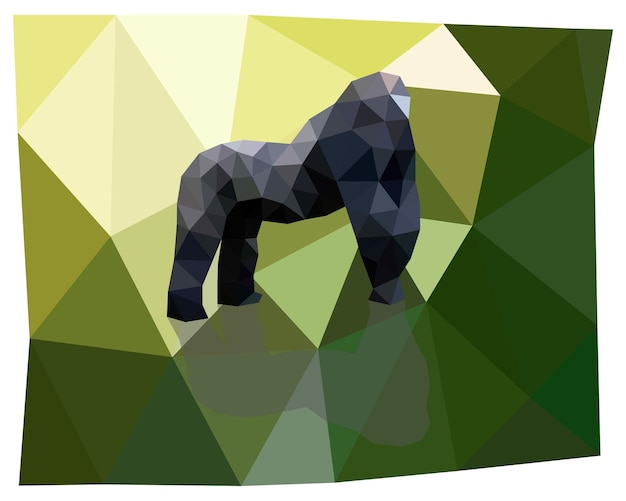 Triangulation of a gorilla Polygonal silhouettes of animals Vector illustration