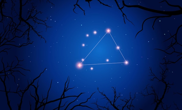 Созвездие Triangulum Australe, яркое созвездие в открытом космосе, голубое небо