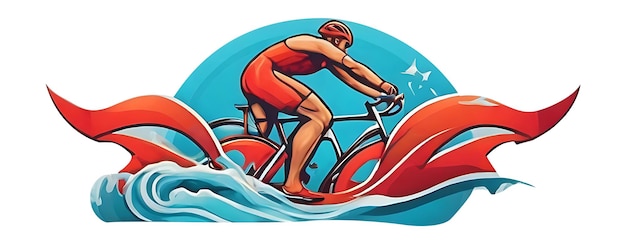 Vector triathlete sport logo