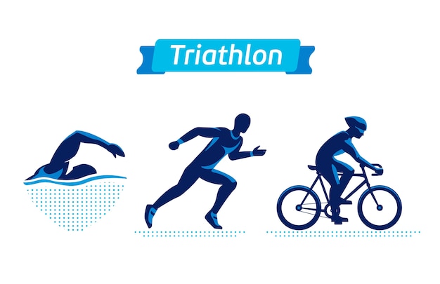 Vector triathlon logos or badges set