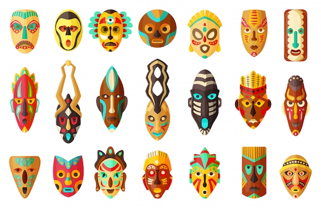 Tribal african mask cartoon  illustration