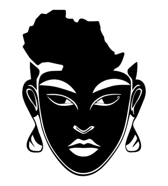 Tribal African simple line abstract Portrait drawing logo design