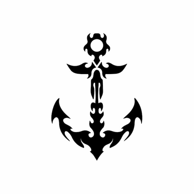 Tribal anchor logo tattoo design stencil vector illustration