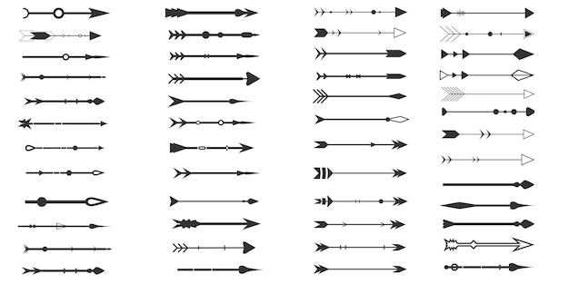 Vector tribal arrows on a white background. aztec, boho elements. retro arrow.vector illustration.