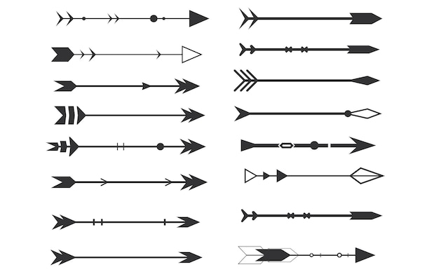 白い背景の部族の矢印アステカ自由奔放に生きる要素レトロArrowVectorイラストセット