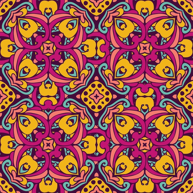 Tribal art bohemia  seamless pattern. Ethnic geometric print. Colorful repeating background texture. Fabric, cloth design, wallpaper, wrapping